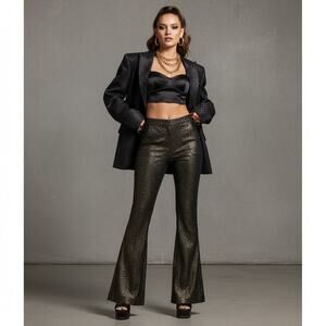 Veronica Beard Lebone Metallic Wide-Leg Trousers — NWT — MSRP $498 — Size 8